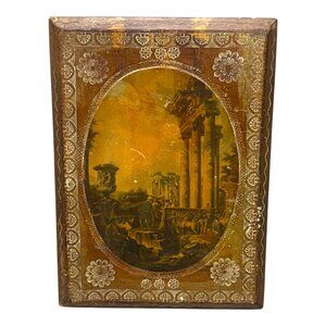Vintage Florentia Italian Framed Picture Plaque "A Roman Ruins" By Pannini READ